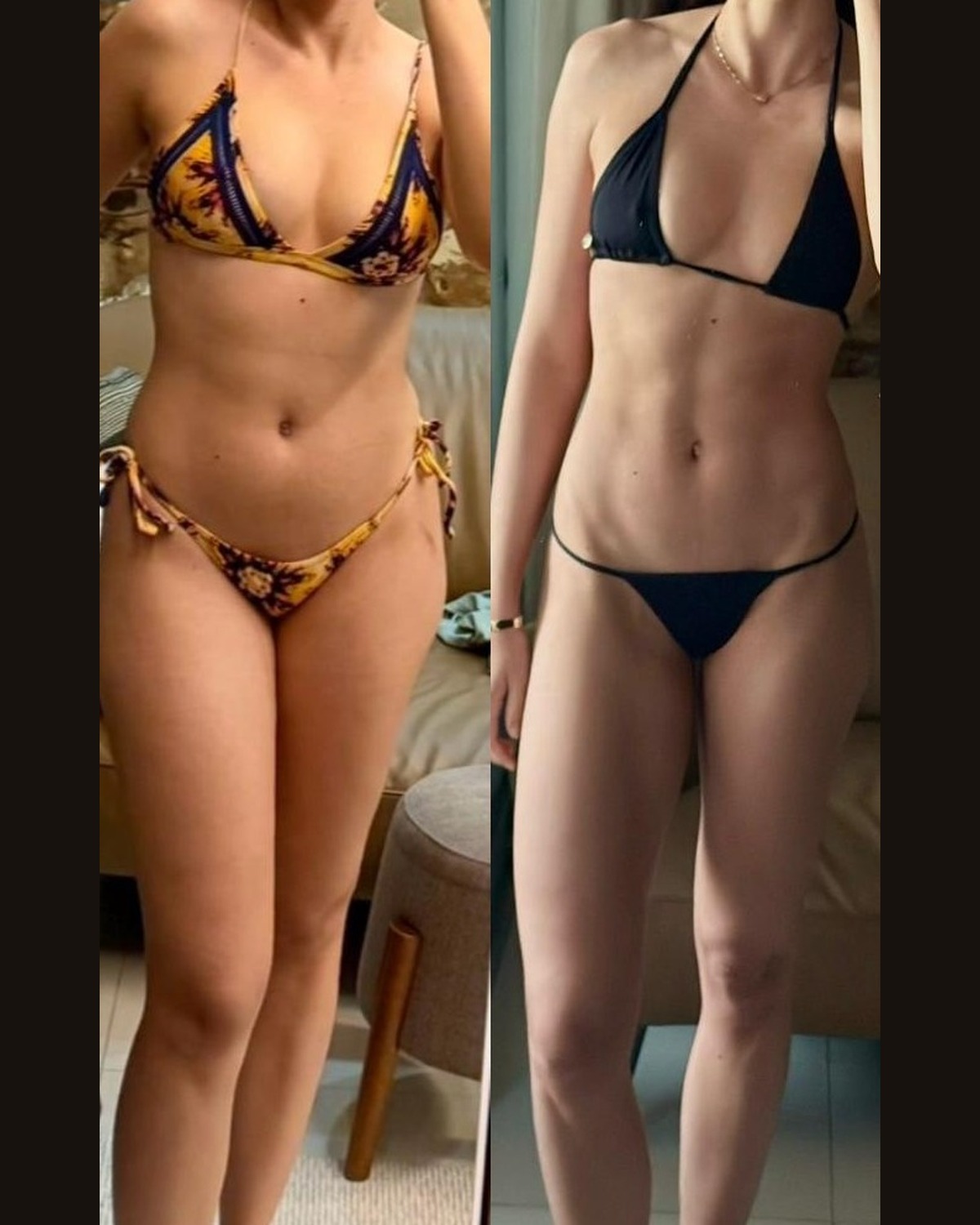 Transformação antes e depois — aluna 2