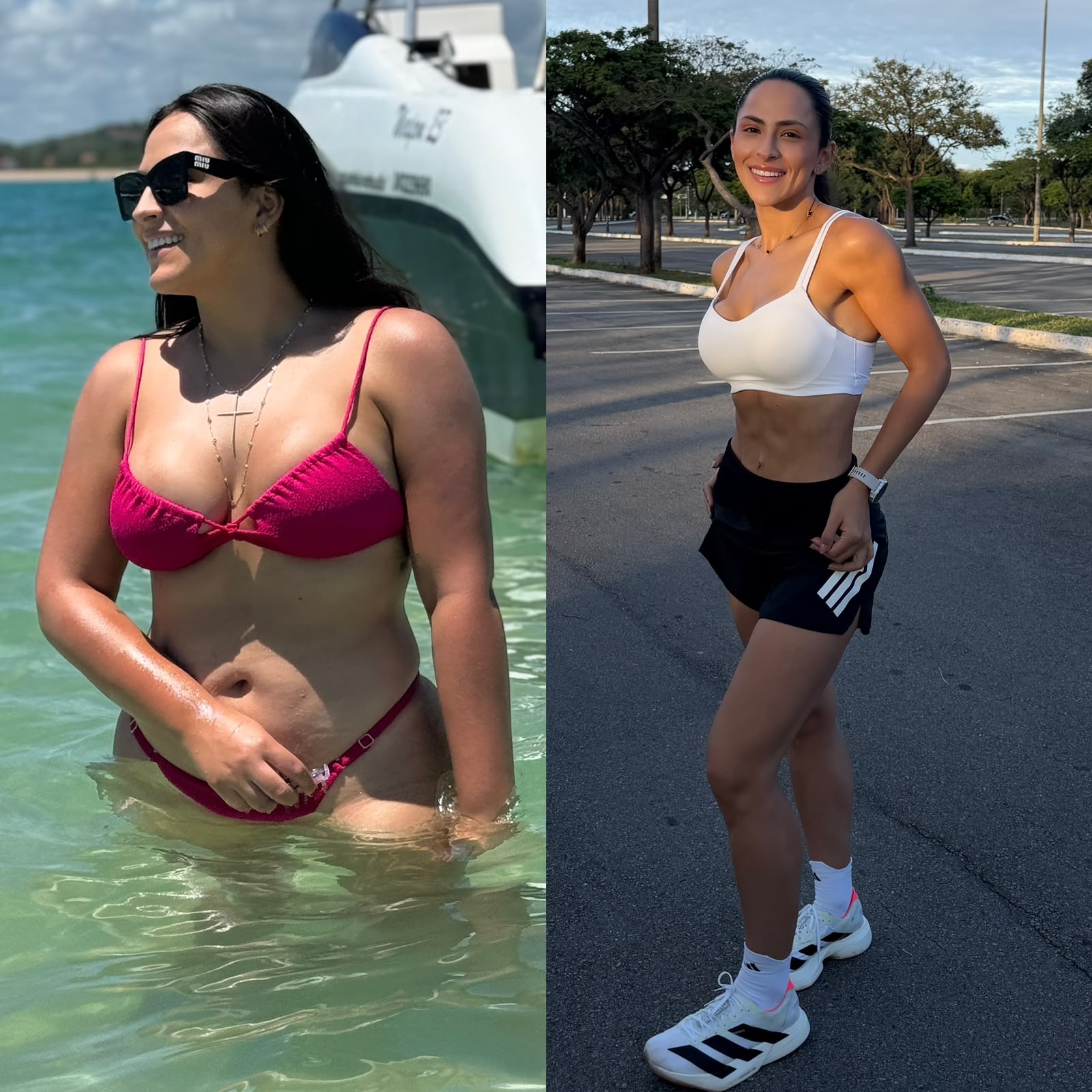 Transformação antes e depois — aluno 1