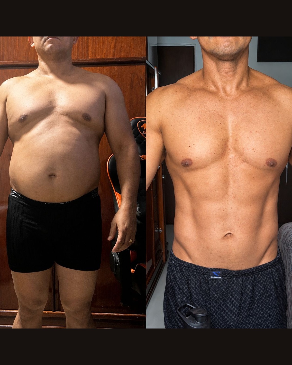 Transformação antes e depois — aluno 3